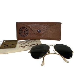 Authentic Vintage 80s RAY-BAN Gold Metal Aviator Sunglasses Small